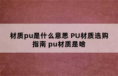 材质pu是什么意思 PU材质选购指南 pu材质是啥